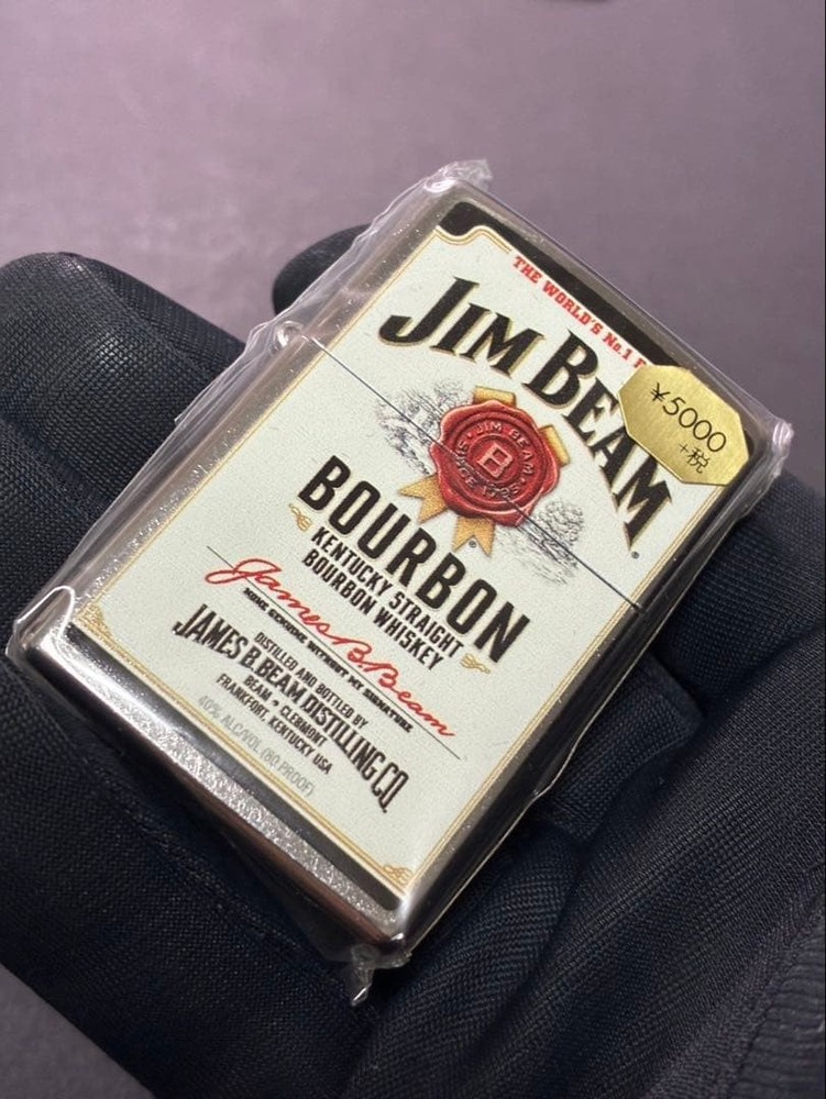 Zippo Jim Beam Bourbon Silver Dust One Sided Processing Lighter Regular Japan