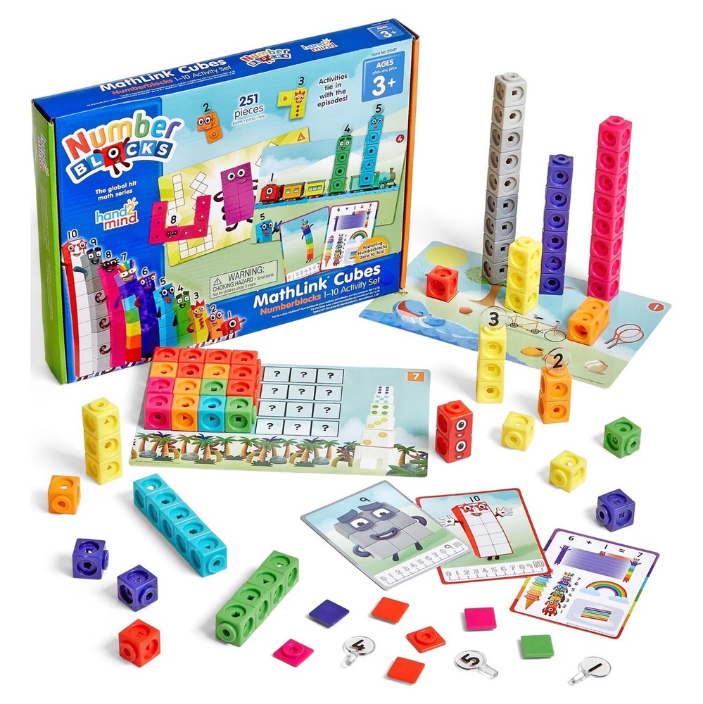 Mathlink Cubes Numberblocks 1-10 Activity Set, 30 Preschool Learning Activities,