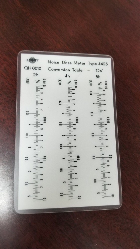 Bruel & Kjaer QH0010 Conversion Table For 4425 Noise Dose Meter