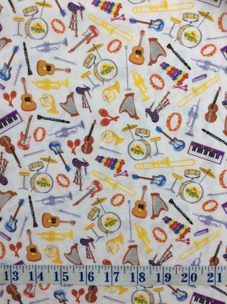 1 yard Riley Blake Wiggles Musical Instruments on White  Fabric