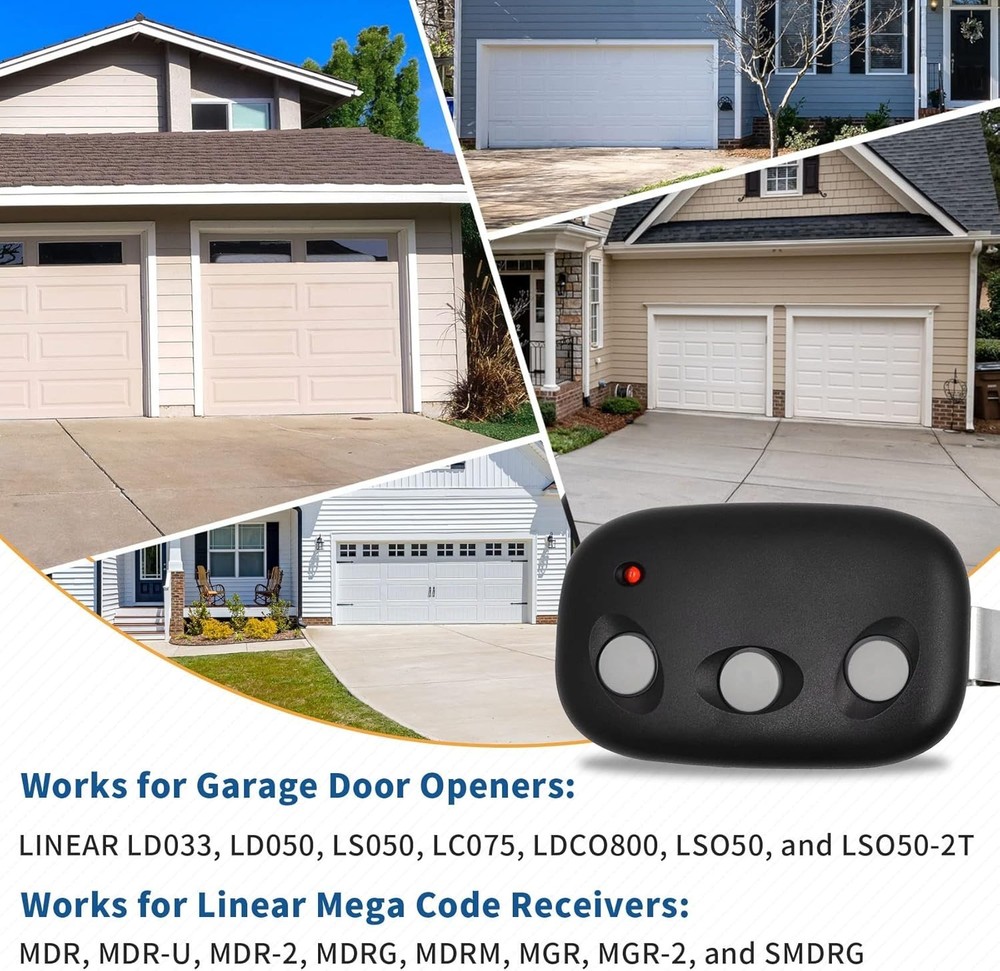 MCT-3 Garage Door Remote: Ergonomic 3-Button Replacement for Linear Devices
