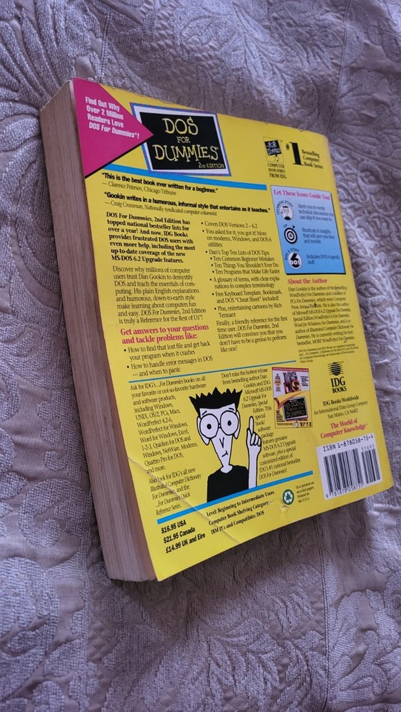 DOS for Dummies 2nd Edition Computer Book Reference Guide Dan Gookin