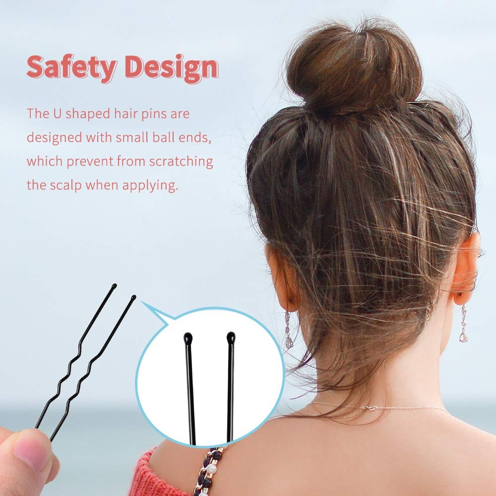 U Shaped IKOCO 2.4 inch Hair Pins for Women's Ballet Buns with Storage Box