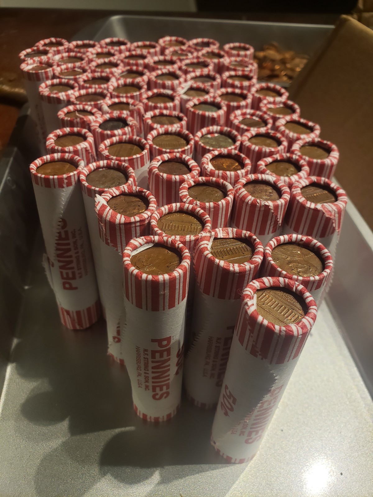 10 Rolls of 95% Copper Pennies- Bulk Quantity Lincoln Memorials-Possible Wheats