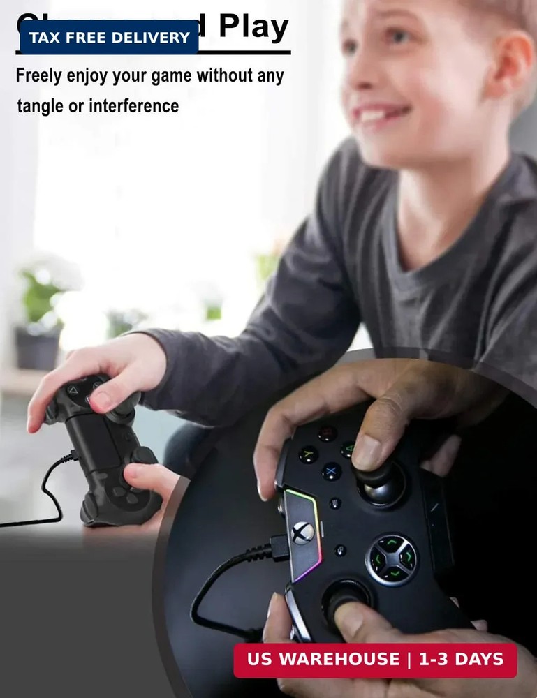 2 Pack 10FT PS4 Controller Charger Charging Cable with Magnetic Ring Compatible