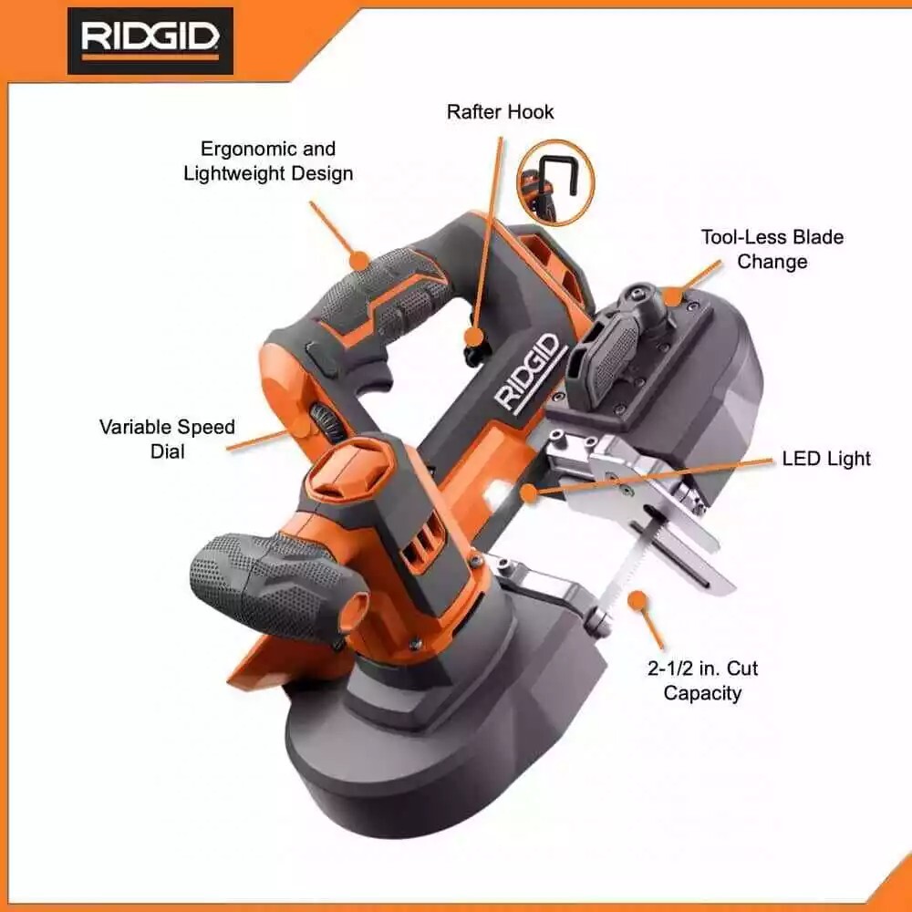 RIDGID Compact Band Saw Kit 18V Cordless w/ 4.0 Ah Battery and Charger R8604KN