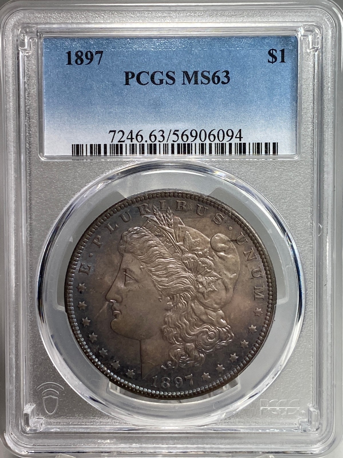 1897-P Morgan Silver Dollar PCGS MS63 Blue Tone!