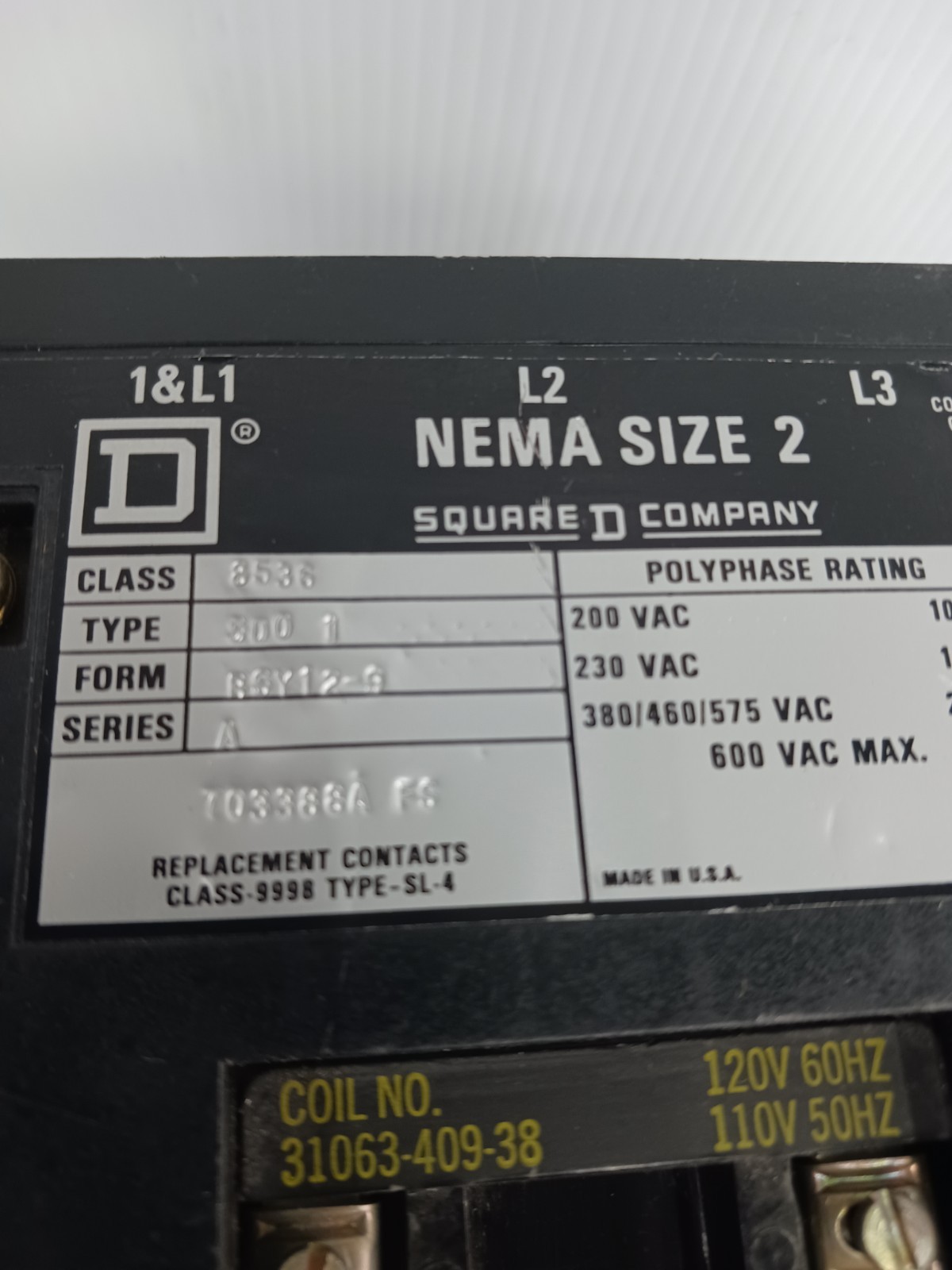 New Square D Size 2 Motor Starter 8536 SD01 Coil 120 V ac 25 HP