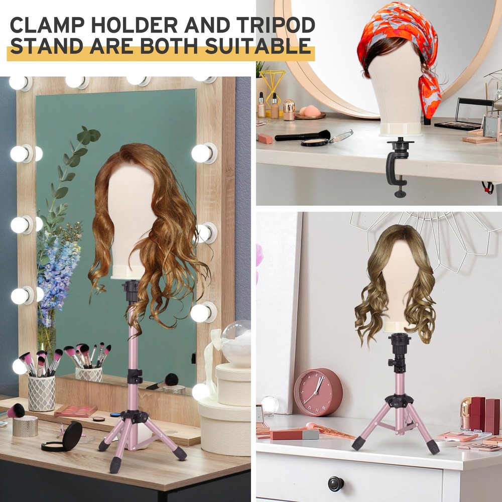 Mannequin Stand with Head for Desktop, Rose Golden