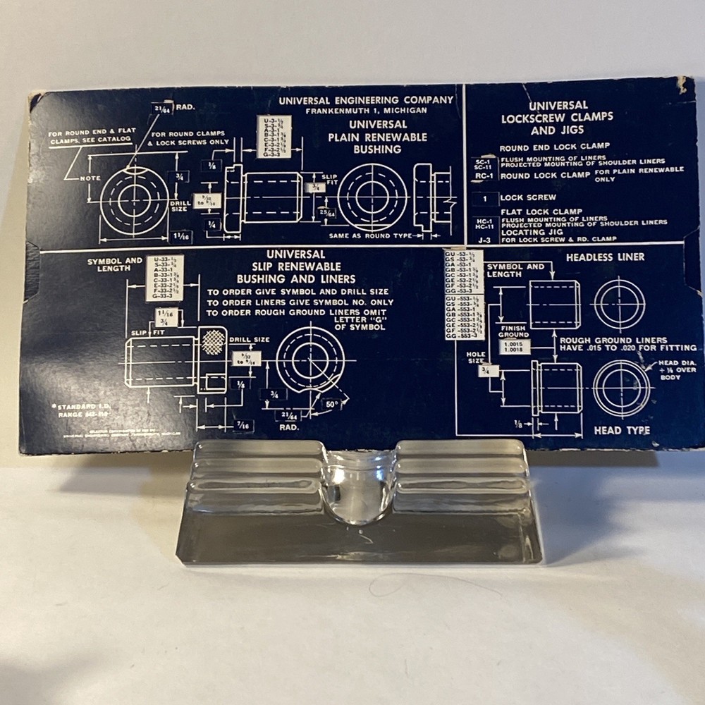 UNIVERSAL ENGINEERING BUSHING SELECTOR CHART 9 1/2" x 5 1/2"