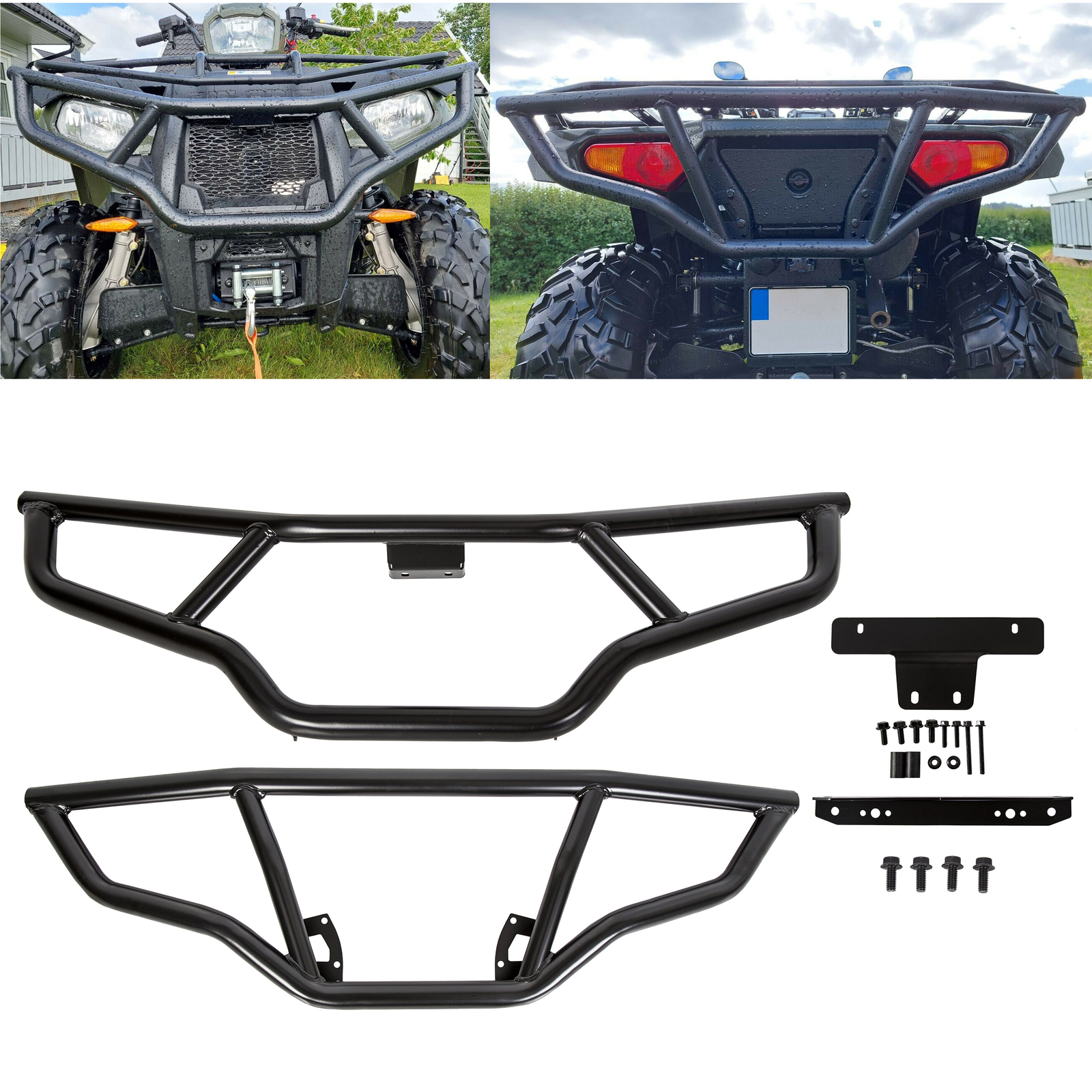 Front + Rear Brush Guard Bumper For Polaris Sportsman 450 570 14-23 #2879715