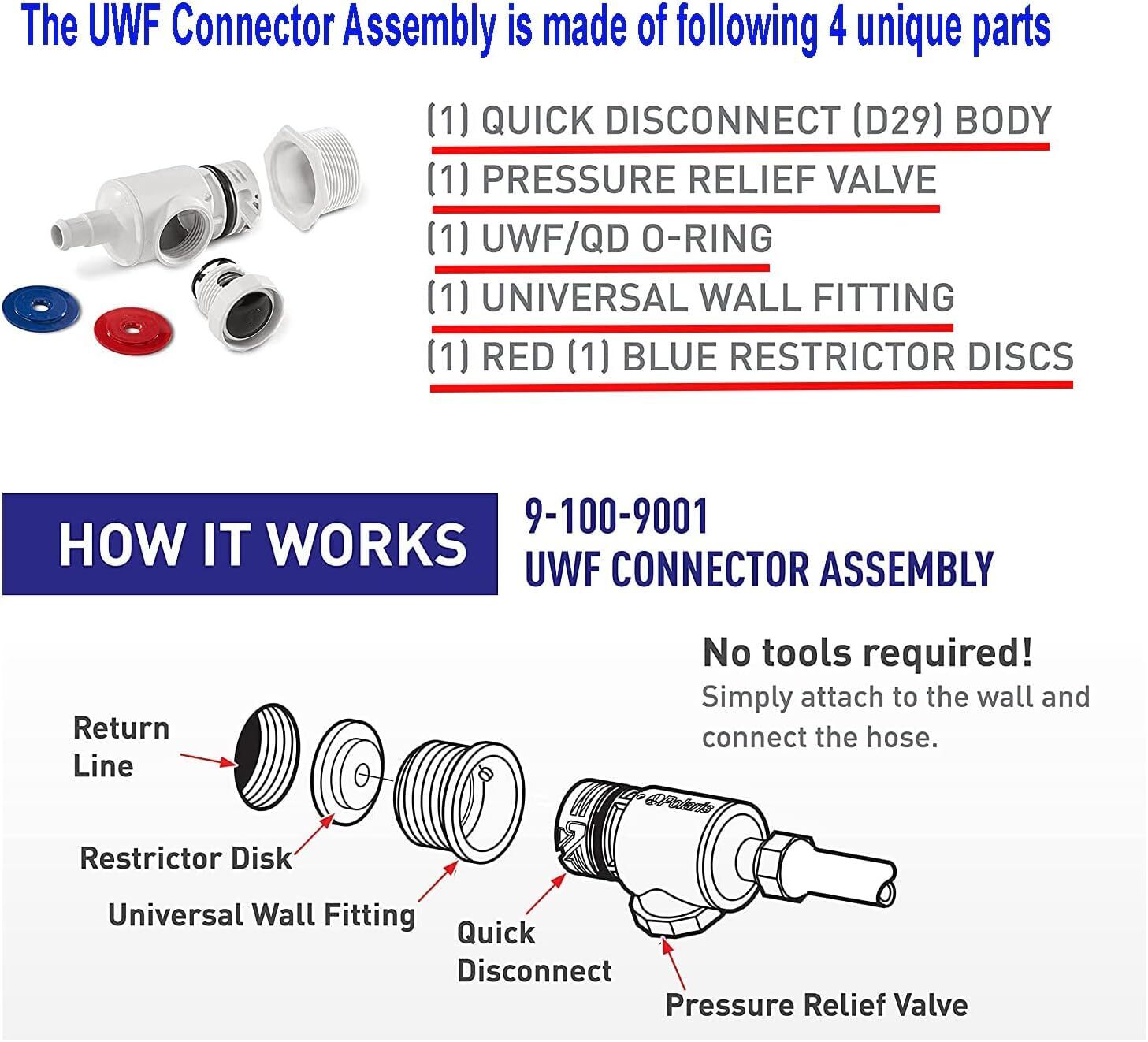 Universal Wall Fitting UWF Connector 9-100-9001 For Polaris 280/380 Pool Cleaner