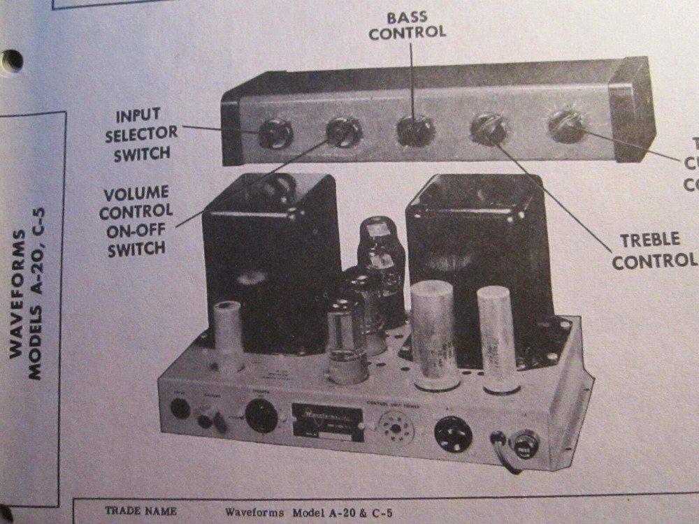 WAVEFORMS A-20 & C-5  PREAMP & AMPLIFIER AMP PHOTOFACT
