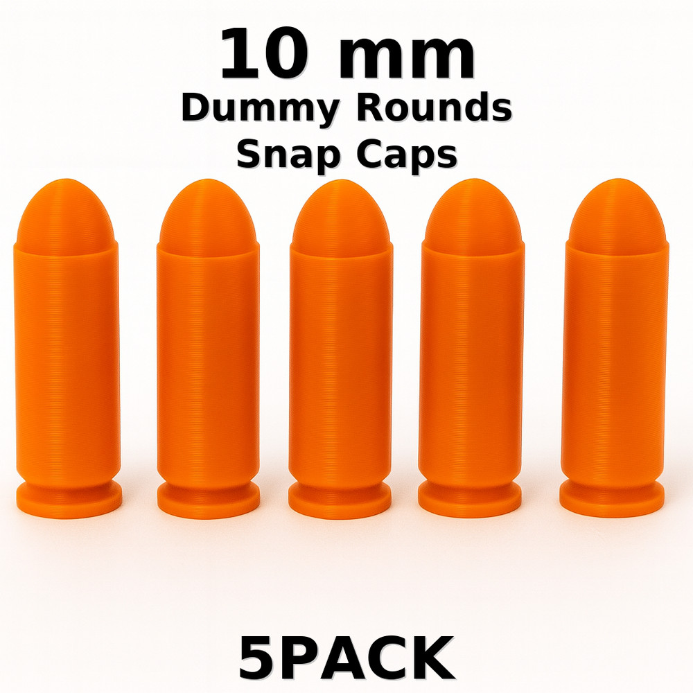 10mm Orange Dummy Rounds- Snap Caps - Dry Fire Training. Reusable .TechStudio3D