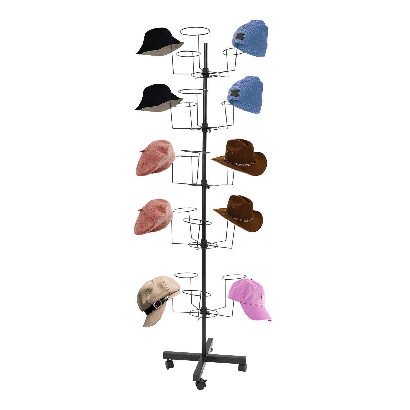 Freestanding Hat Display Stand with 25 Hooks – Durable Iron Storage Solution