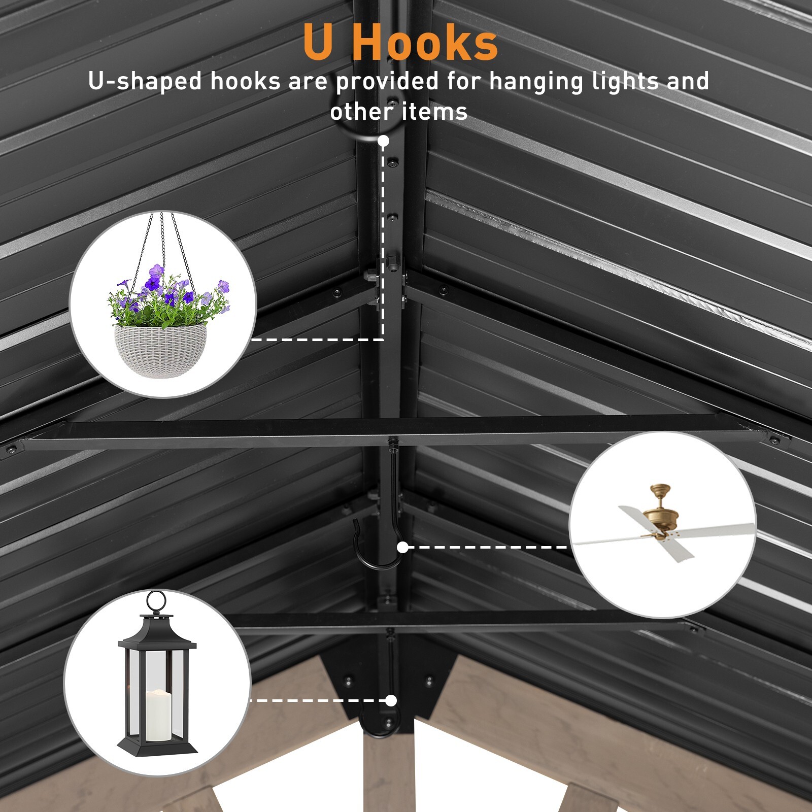 Aoodor 10'x 12' Hardtop Gazebo Outdoor Cedar Wooden Frame with Waterproof Socket