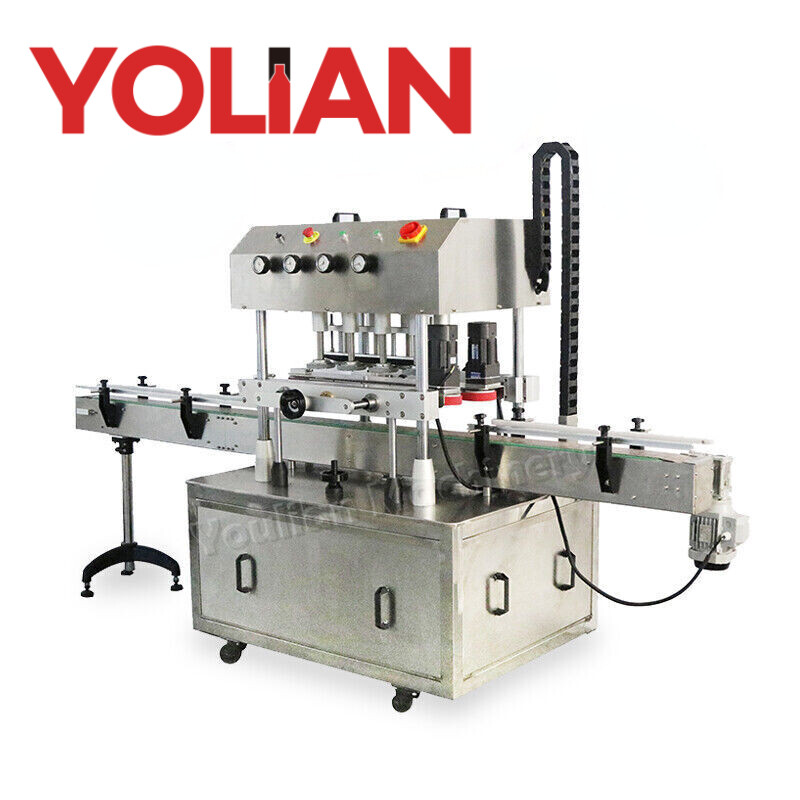 Automatic 4 Heads 8 Rubber Wheels Spray Bottle Screw Capping Machine High Speed