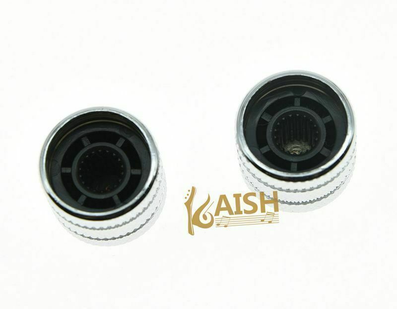 KAISH 2-Pack Chrome Push On 6mm Guitar Abalone Top Dome Knobs Bass Tele Knobs