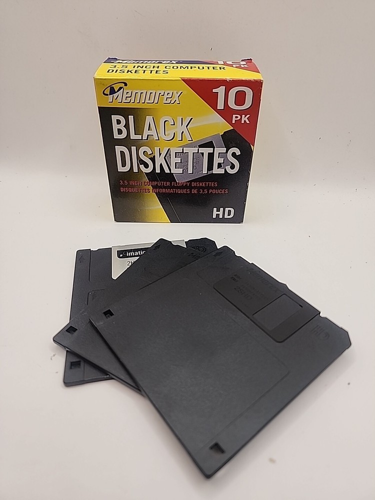 Memorex Black Diskettes 3.5" HD Computer Floppy Disks 10 Pack +3