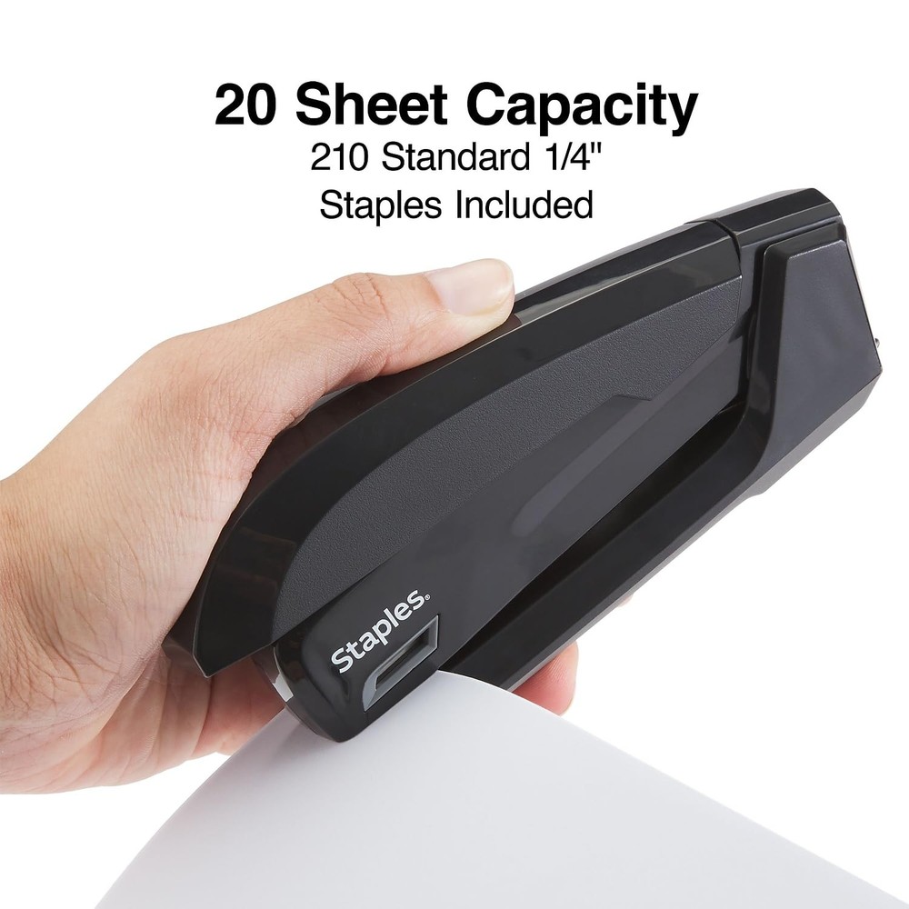 Black Office Staples One Touch Stapler 20 Sheets Capacity With Viewing Window