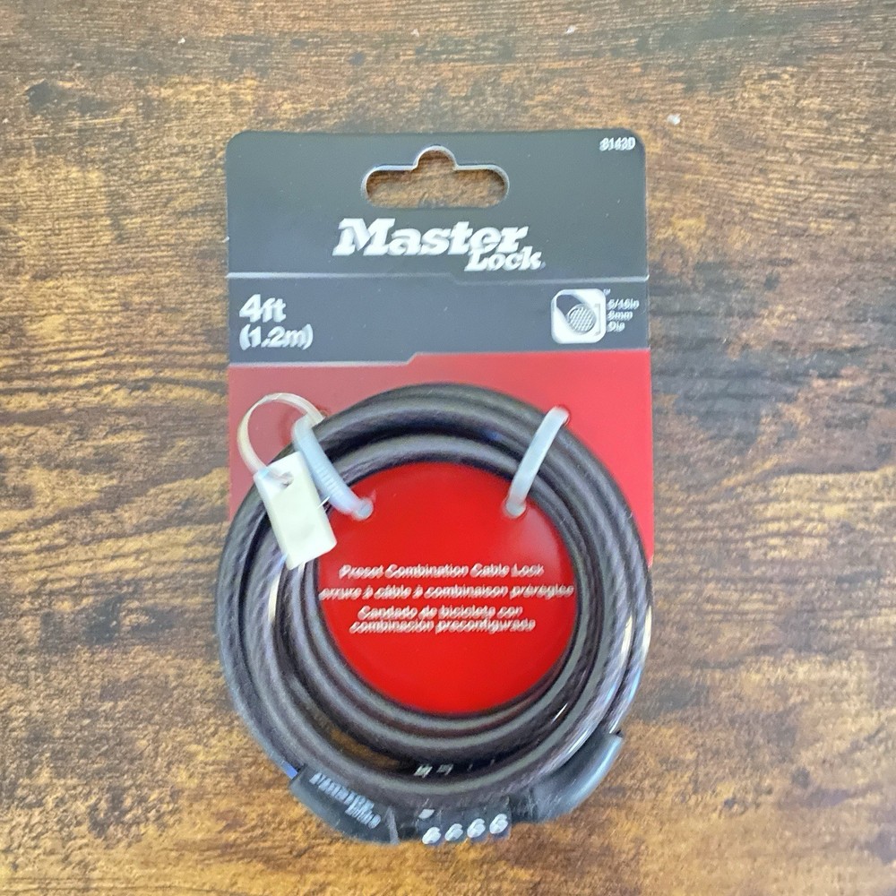 Master Lock 8143D 4ft Preset Combination Cable Lock. Model P72325