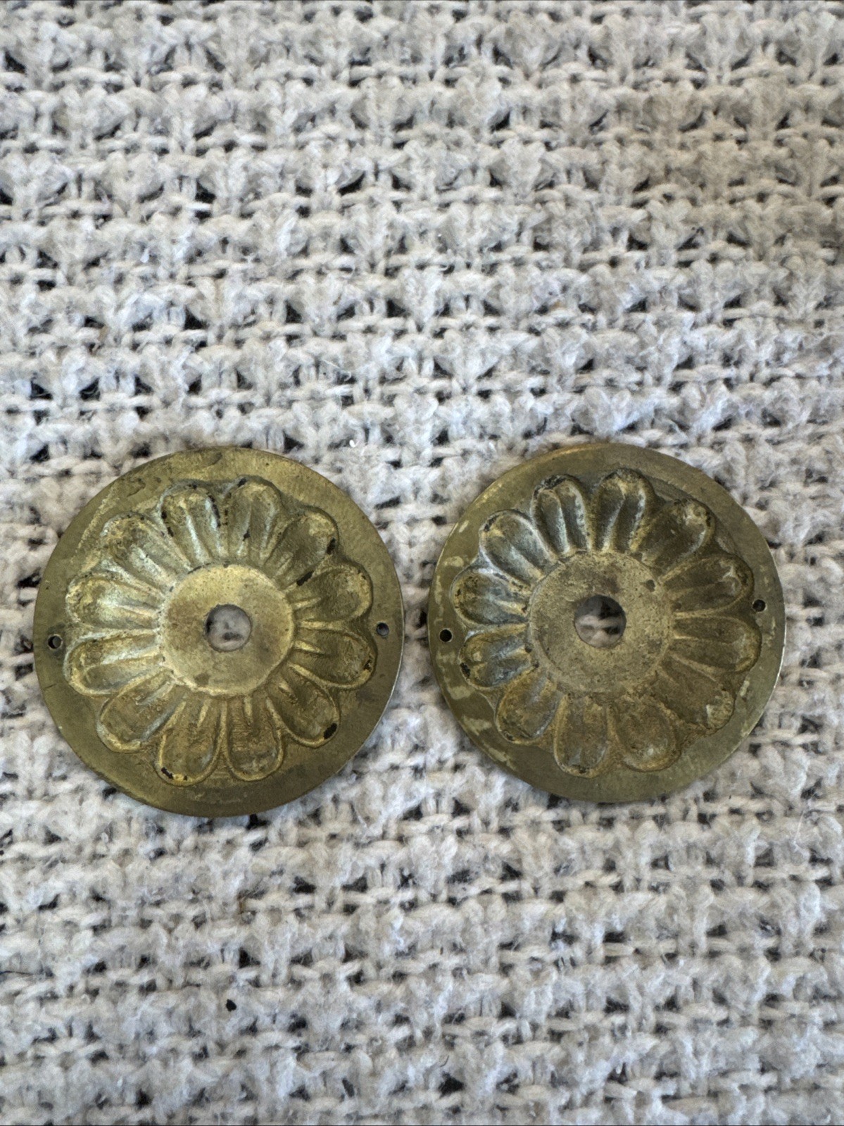 Lot 3psc VNT Ornate Solid Brass Door Knob, Portugal, Mid-Century, Floral Rosette