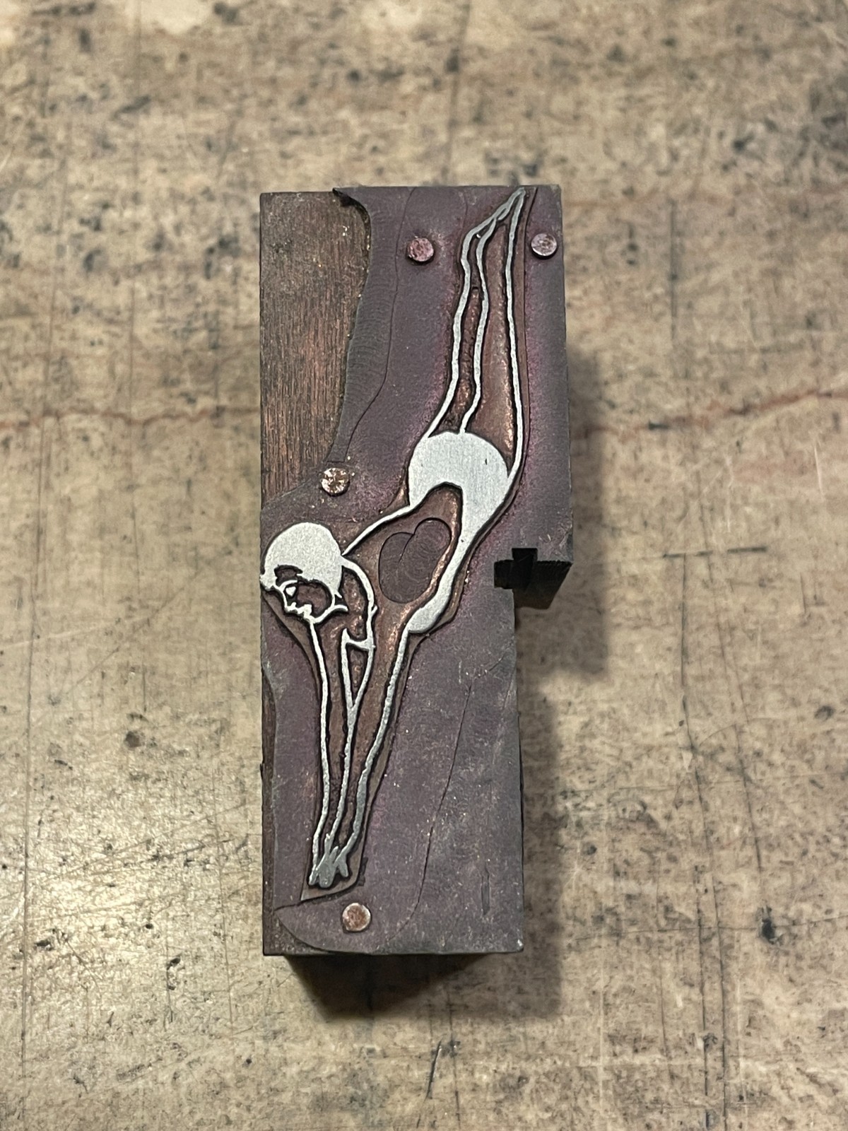 Printing Letterpress Printers Block Woman Diver Swimming (1237)