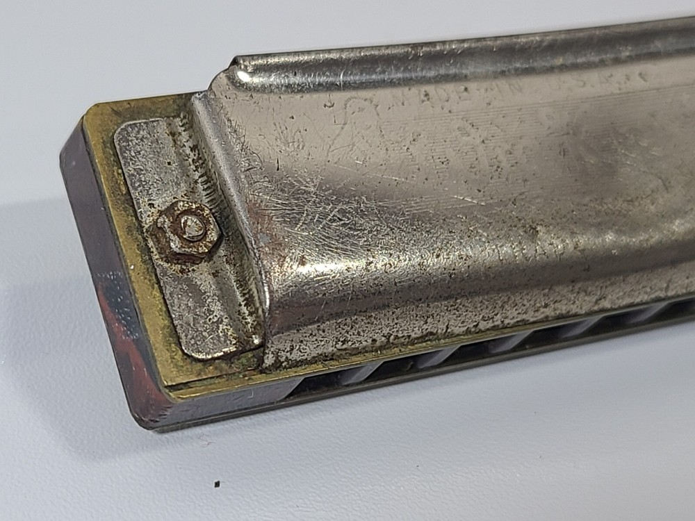 M Hohner Professional Harmonica Silver Bronze Solid Rectangular USA Made Vintage