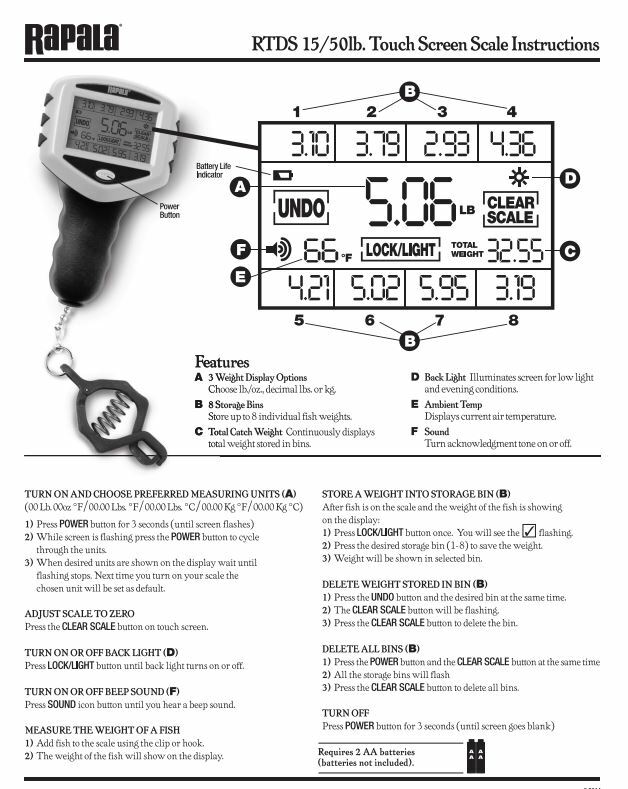 Rapala RTDS50 Touch Screen Scale 50 LB. NIP