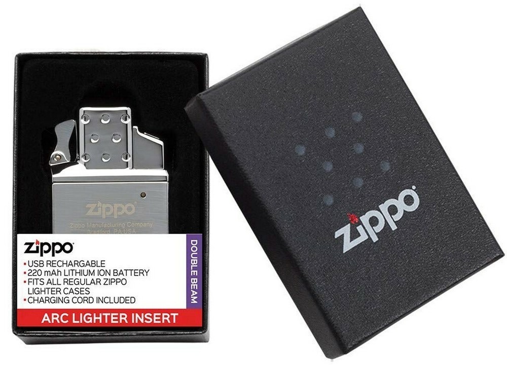 Zippo 65828 Rechargeable Arc Lighter Insert Windproof Double Plasma Arc Beam
