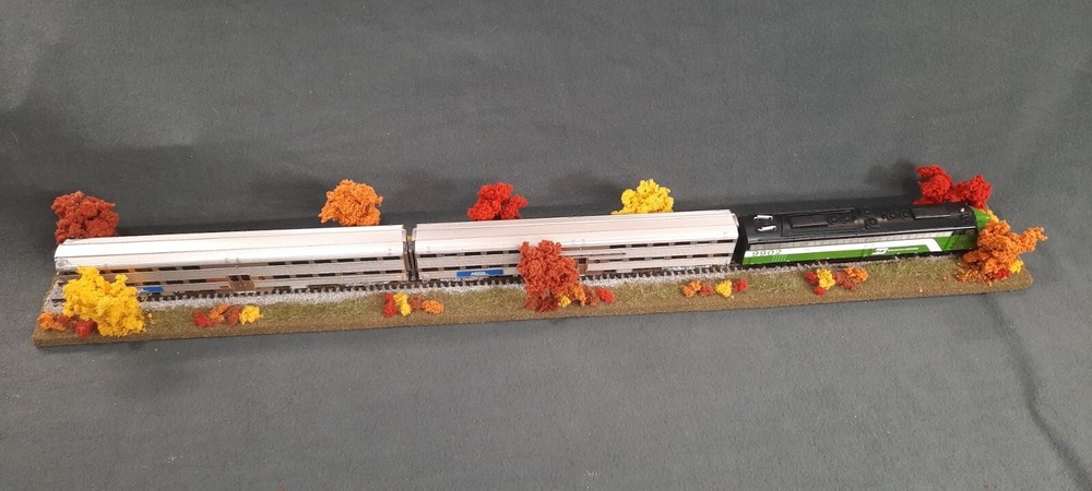 HO SCALE 36" SINGLE TRACK DIORAMA TRAIN DISPLAY -"FALL FOILAGE SCENE"
