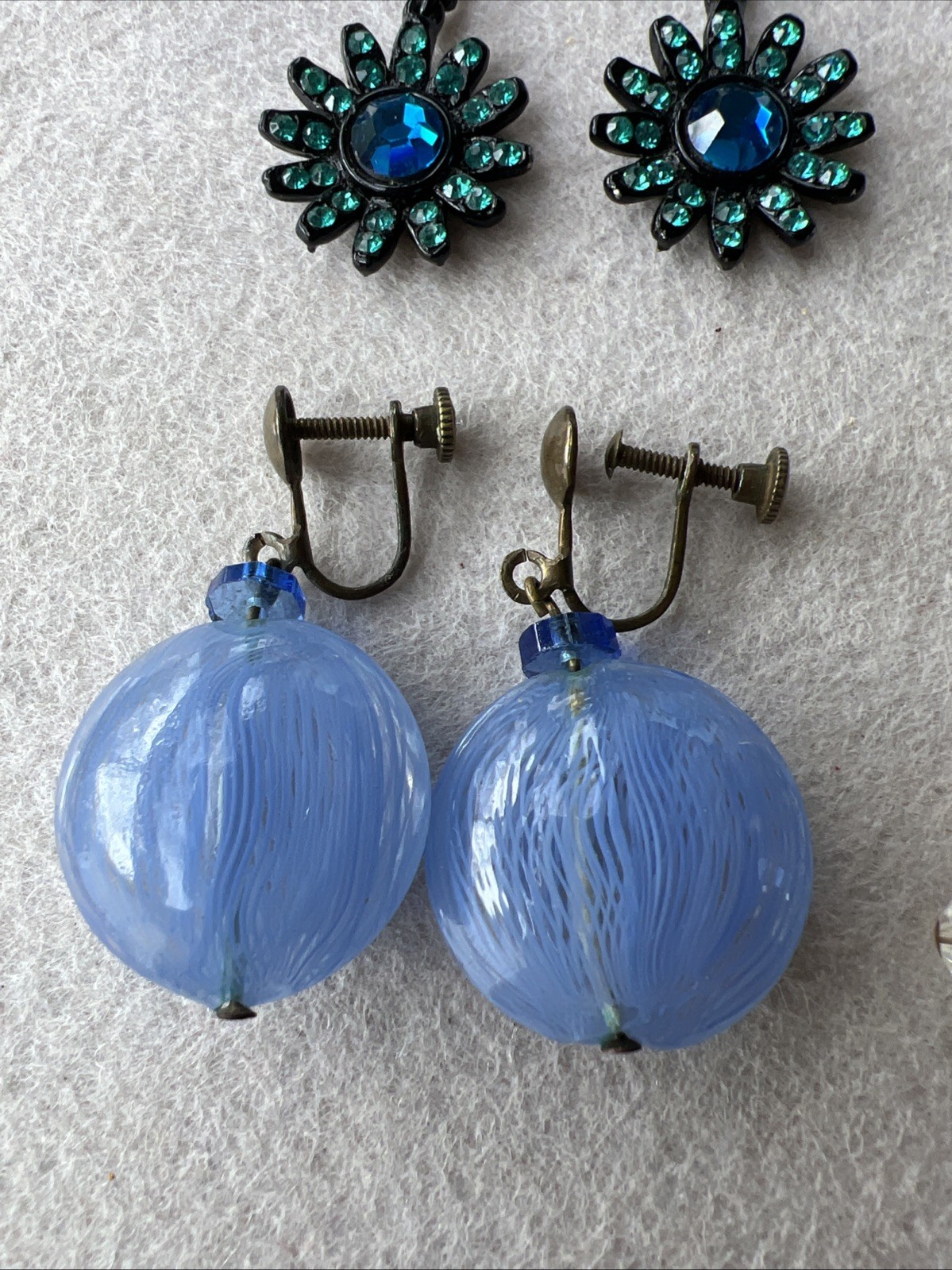 Vintage HIGH END COSTUME EARRING LOT - 13 Pair - Boucher, Trifari, Juliana +++!