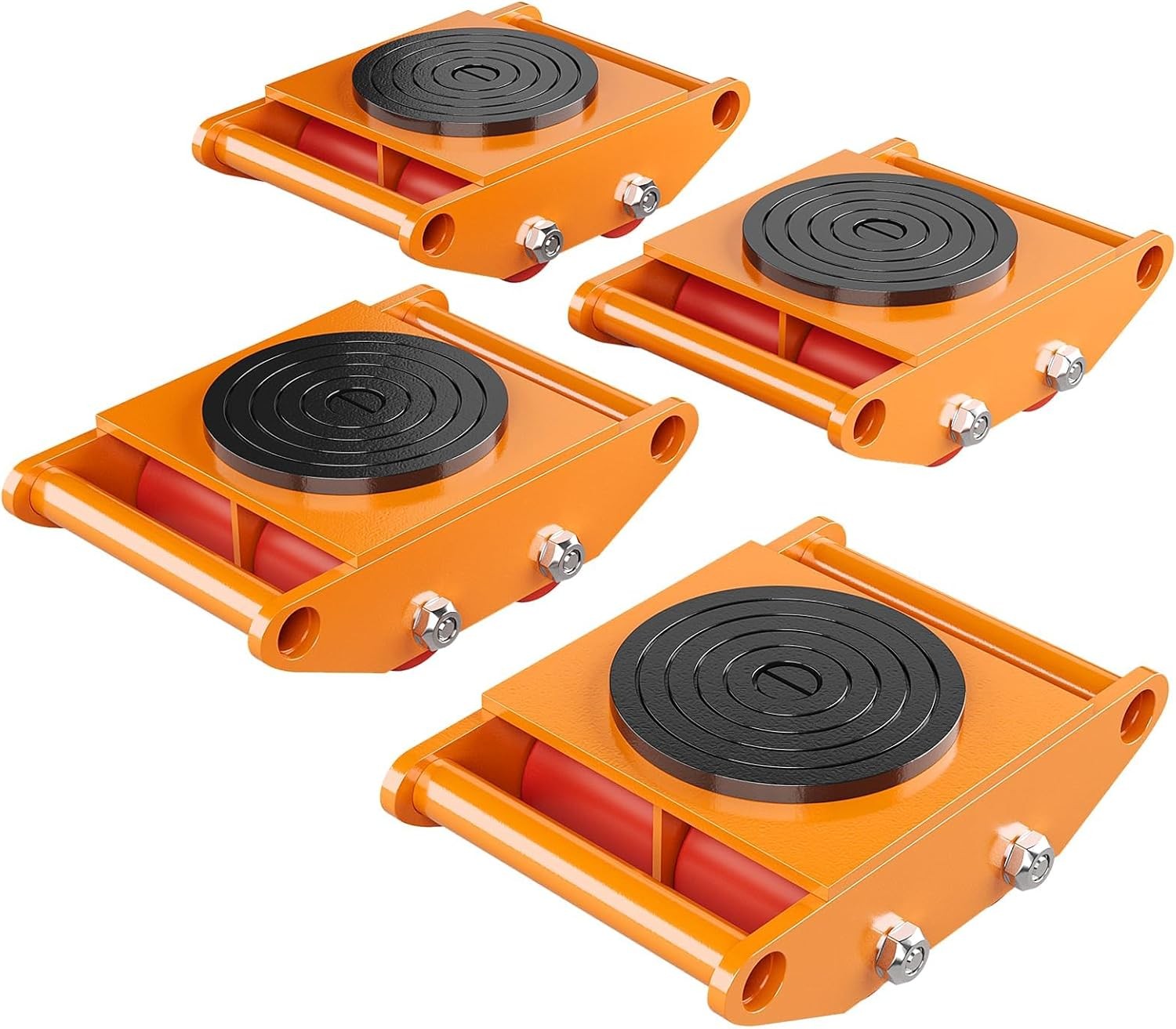 4PCS Machinery Heavy Duty Mover Skate Dolly w 360° Rotation Cap and 4 PU Rollers