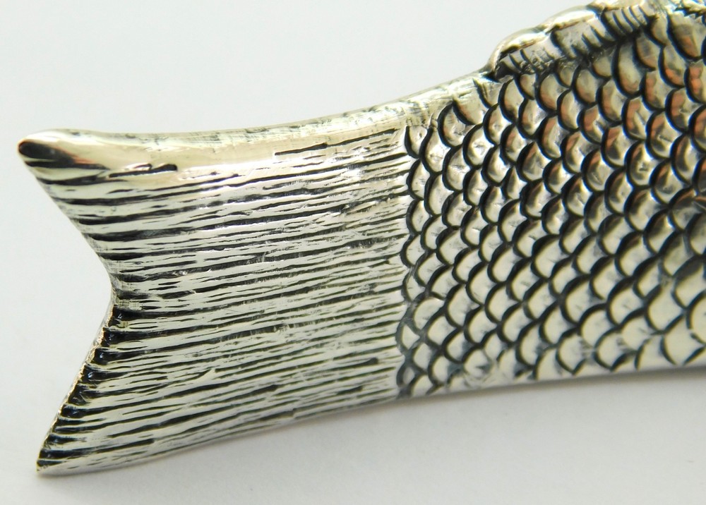 Antique Solid Silver Fish Shaped Spice Box.