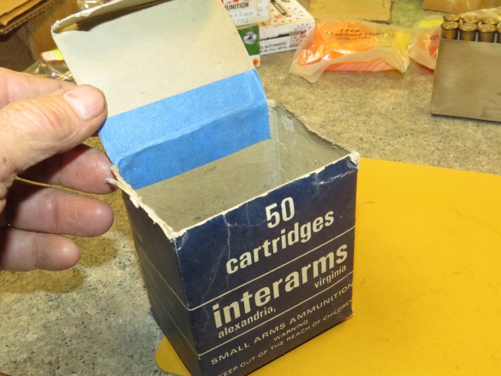 Vintage "Interarms" 7.65 Target Ammo, Stripper Clips EMPTY Box,