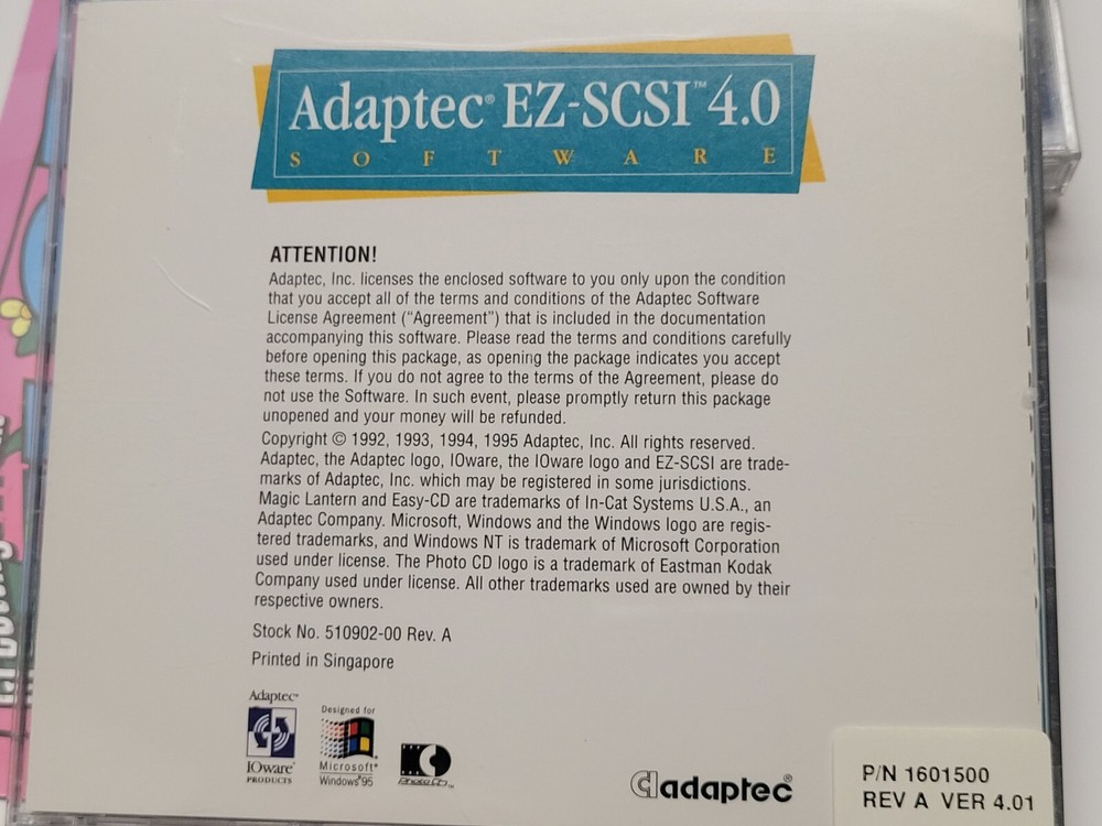 Adaptec EZ-SCSI 4.0 Software (Windows 95) Complete CD-ROM set with manual
