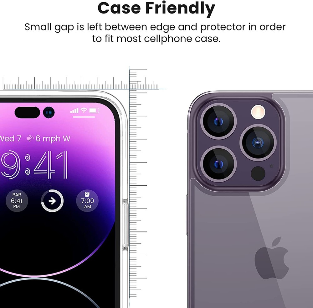 For iPhone 14 Pro Max Tempered Glass Screen Protector Camera Lens +Front +Back