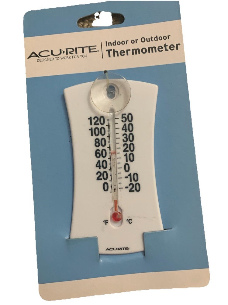 AcuRite Indoor & Outdoor Thermometer White Analog Display Plastic Rectangular