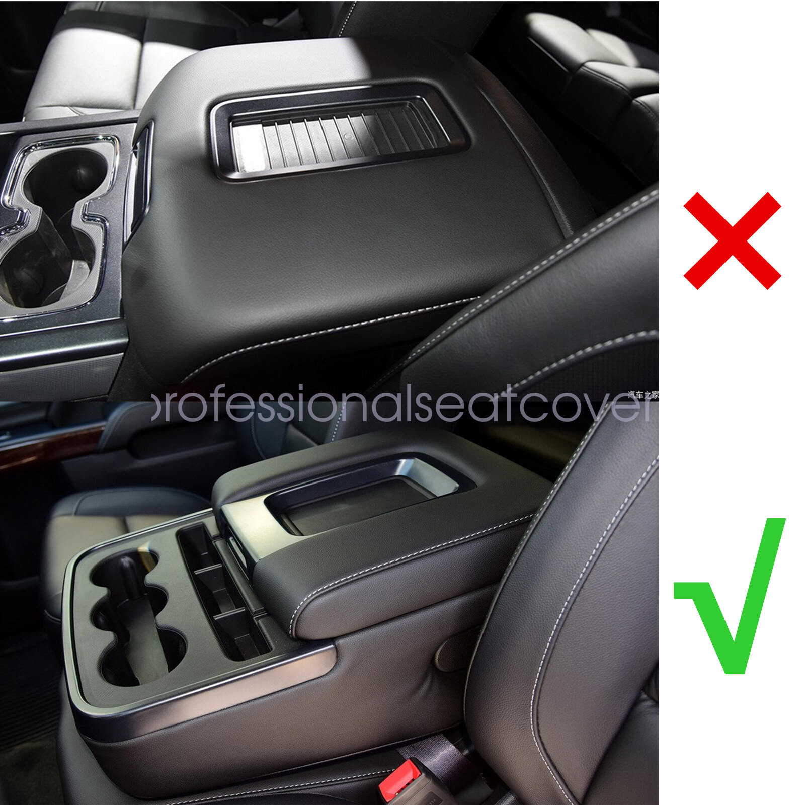 Replacement Console Lid Armrest Cover For 14-18 Chevy Silverado GMC Sierra Black