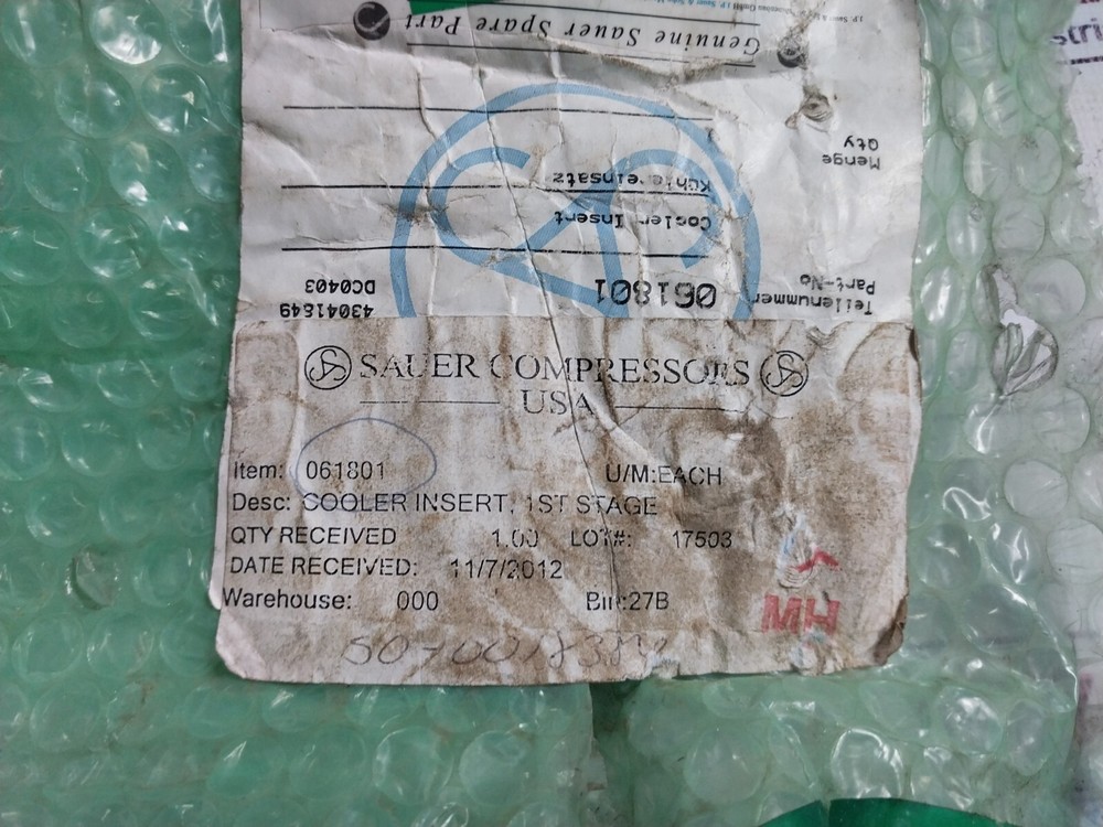 SAUER & SOHN 061801 Cooler Insert for WP5000 Compressor DC0403
