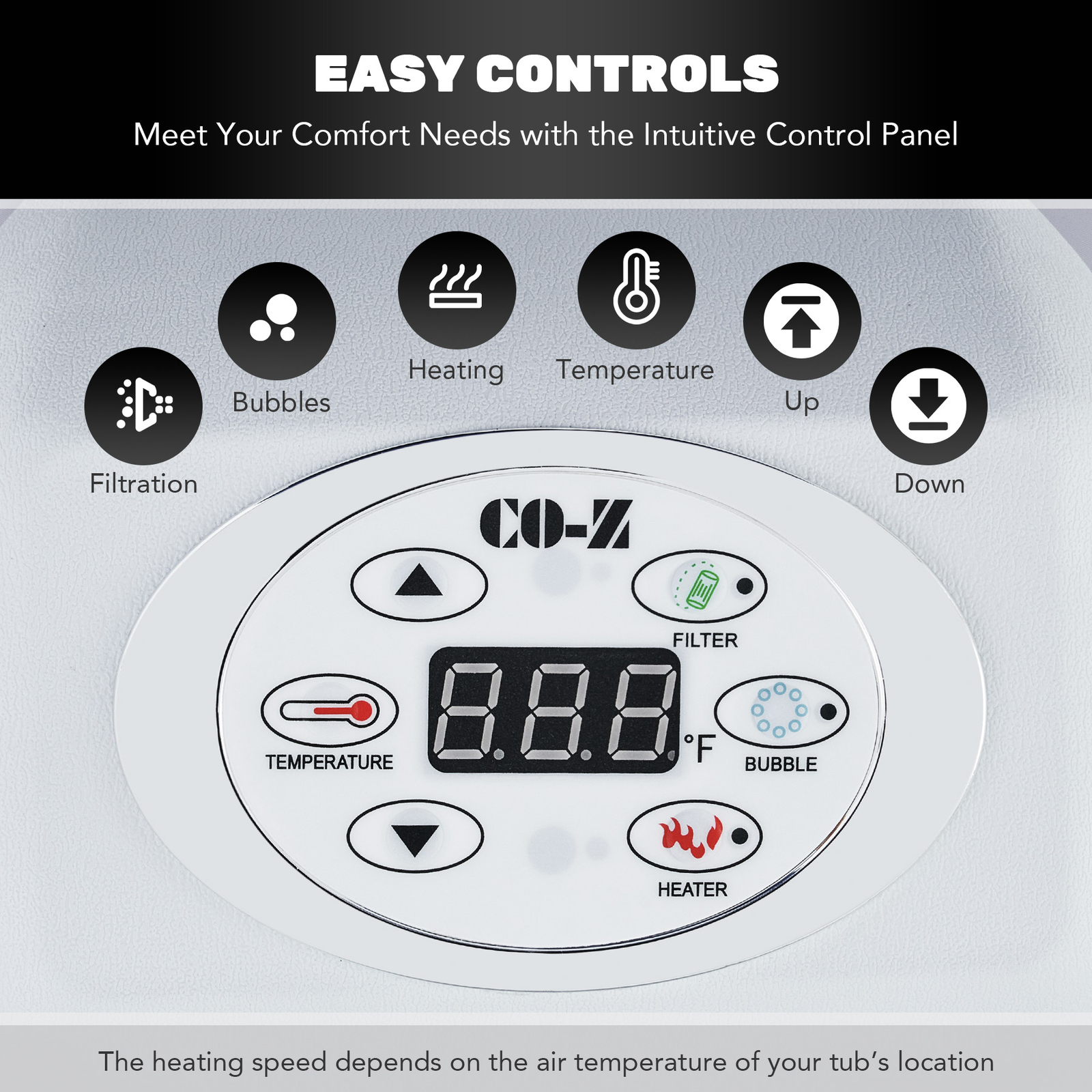 CO-Z Blow Up Hot Tub with 130 Jets for Sauna Pool Bath 6 Person Outdoor Spa Tub
