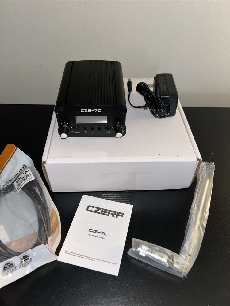 FM Transmitter Church 7/1W Mini Radio Stereo Station PLL Black w/ Antenna CZE7C