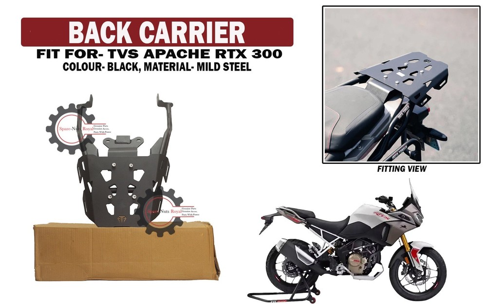 Back Carrier Rack MS "Black Fit For TVS Apache RTX 300"