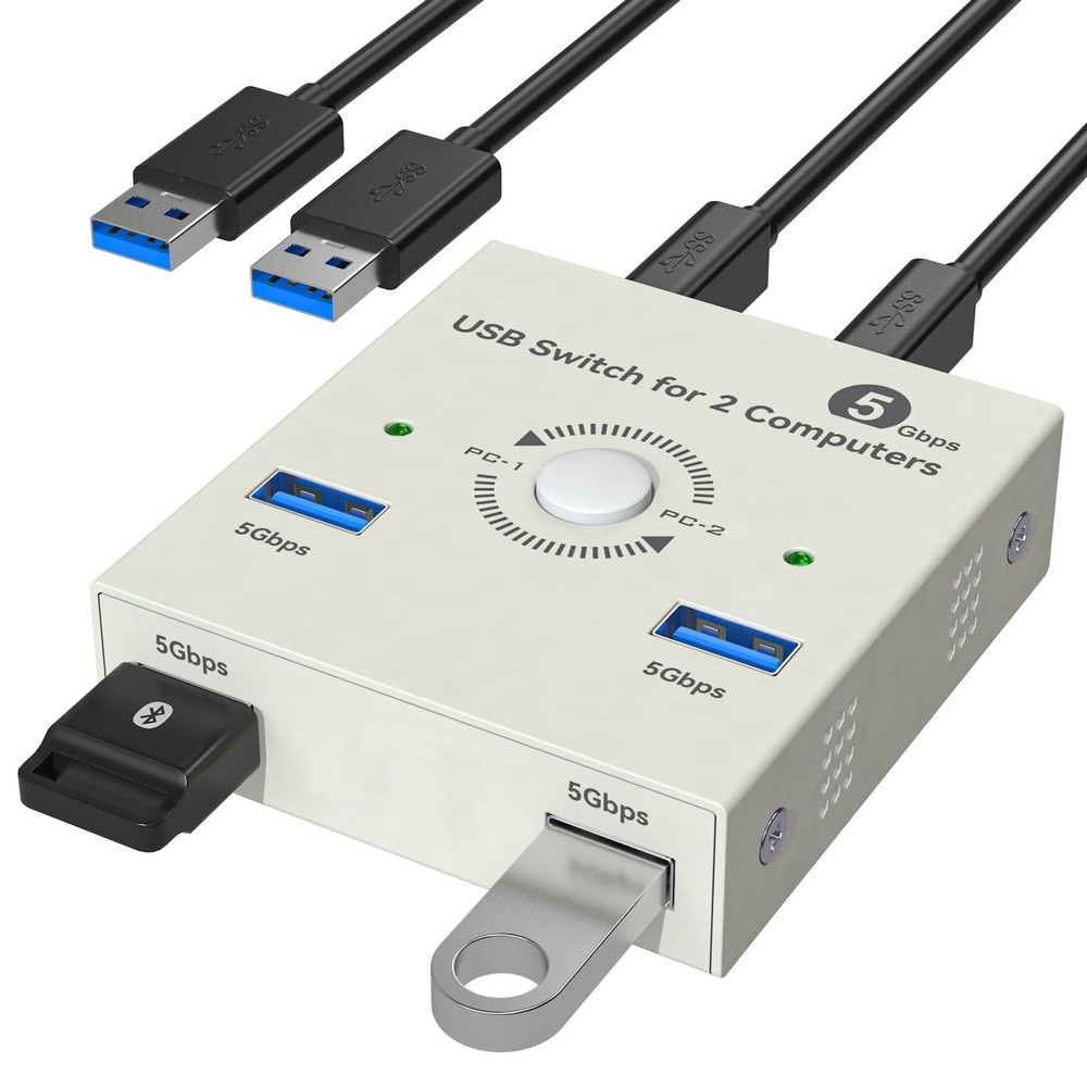 USB 3.0 Switch 2 Computers Sharing USB A 4 Port Switcher Sharing Keyboard and...