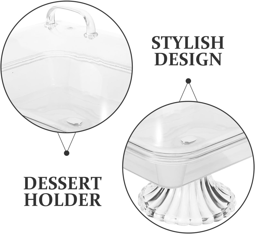 1 Set Clear Cake Stand with Lid Cake Stand with Acrylic Dome Rectangular Serving