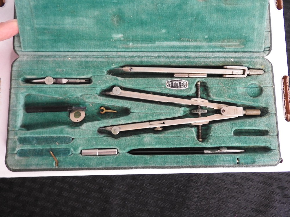 Vintage Riefler Drafting Engineering Tool Kit Beam Compass German Made Nice Case