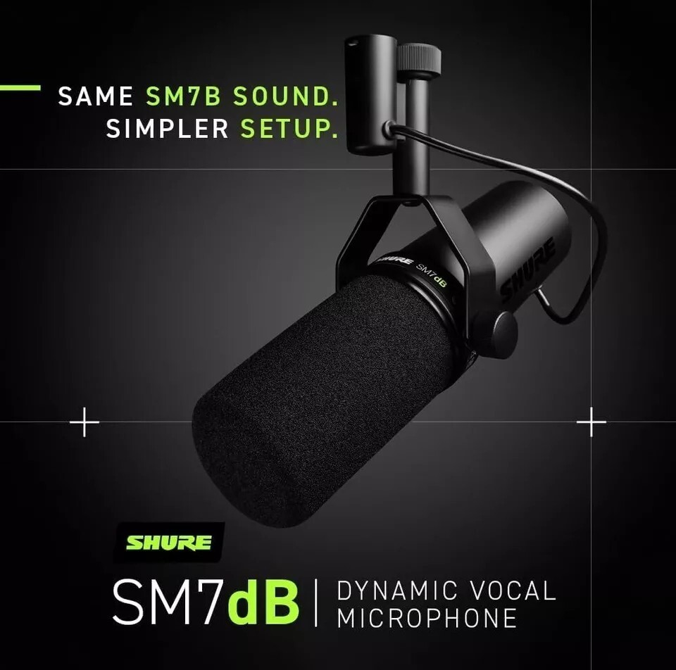 Shure SM7dB Dynamic Microphone Built In Preamp Streaming Podcast Recording NEW
