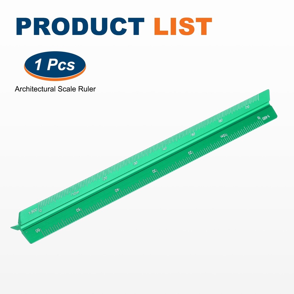 7 Inch Metric Architectural Triangular Scale Ruler Large Scale, Green