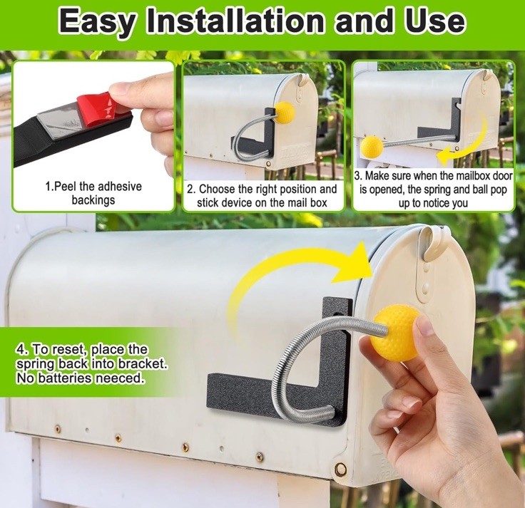 NEW Feekon 2Pk Yellow Mailbox Mail Arrival Notification Alert Indicator Device