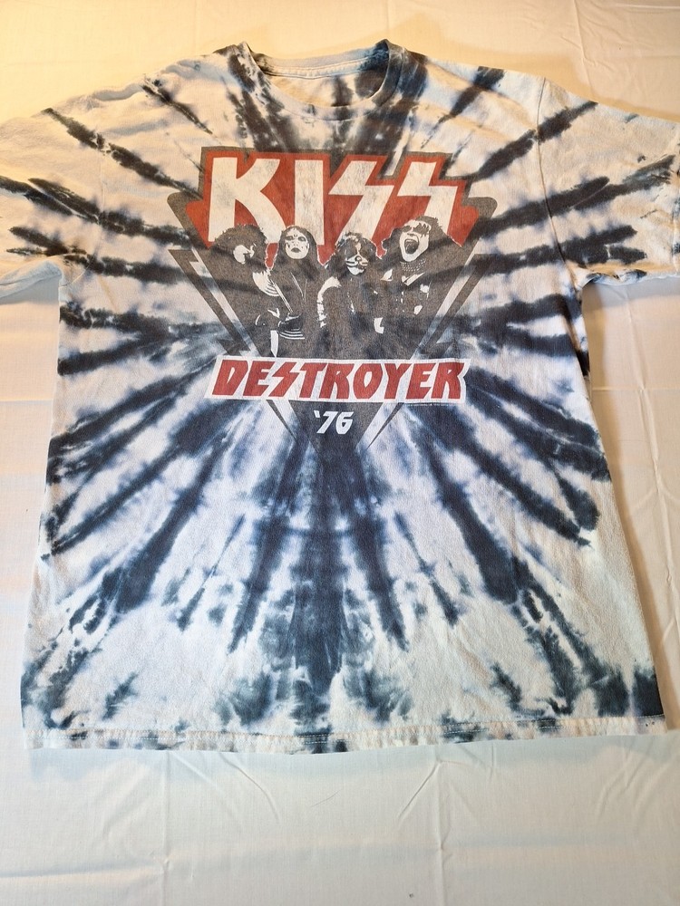 Kiss Destroyer 1976 Collectible Tye Dye T Shirt Size L Gene Paul Ace And Peter